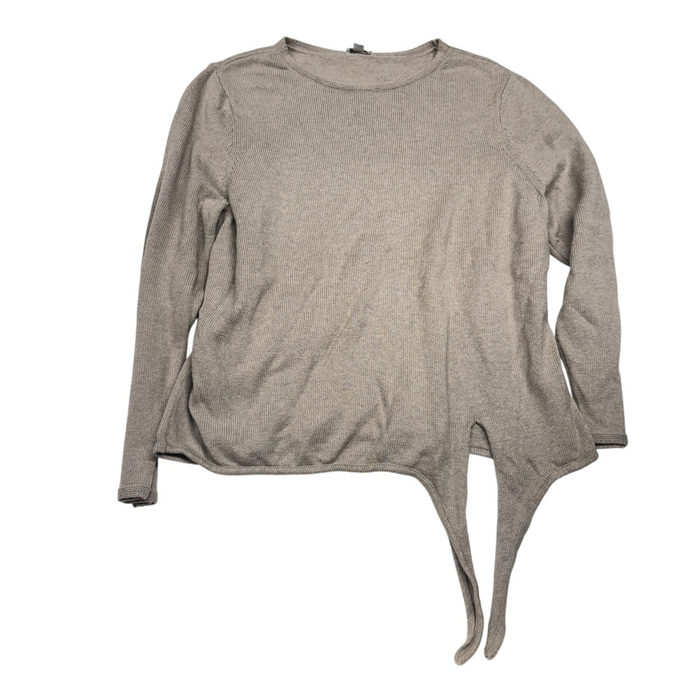 Pure Jill J Jill Tan Cotton Wool Blend Ribbed Side Tie Sweater XL neutral basic